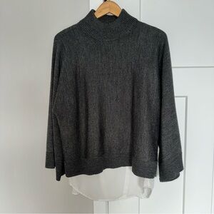 SIMPLY VERA Vera Wang Charcoal Mock Neck Layered-Hem Women's Sweater size S